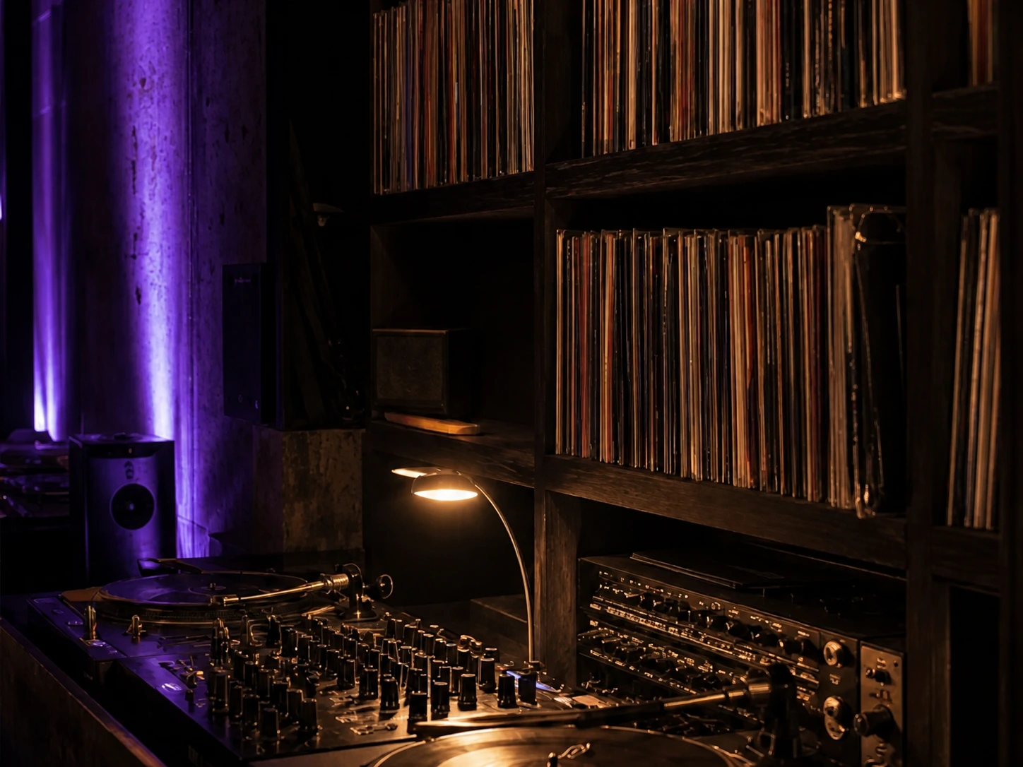 Lange Bar im violetten Licht